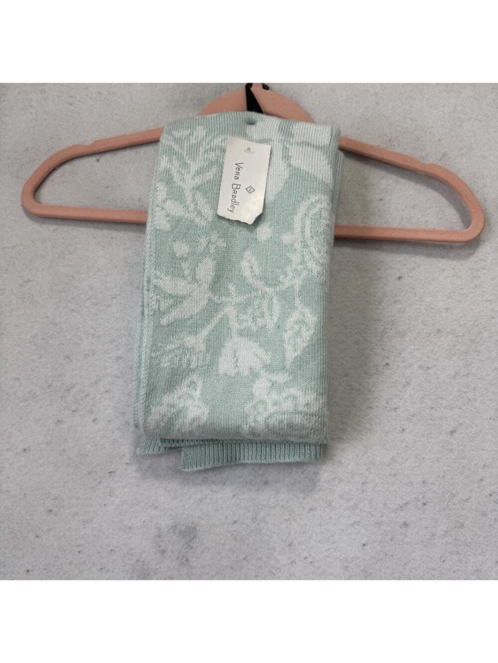 Vera Bradley Scarf Womens One Size Green Knit Floral Rectangle Wrap Shawl Logo